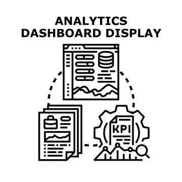 Analytics dashboard display visualizing business data performance metrics Illustrazione stock