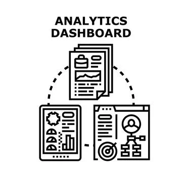 Analytics dashboard displaying business data and digital reports Stock Illustration