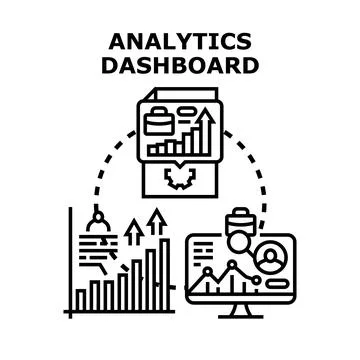 Analytics dashboard displaying business data research strategy イラスト素材