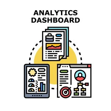 Analytics dashboard displaying business data and digital reports Stock Illustration