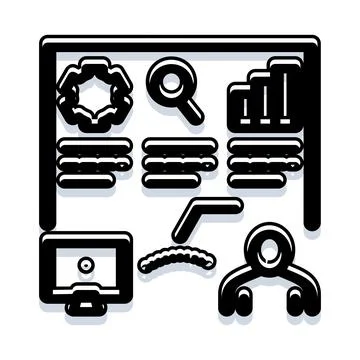 Analytics dashboard displaying business intelligence data and growth metrics Illustrazione stock