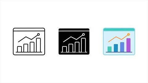 Analytics dashboard icon set with bar chart Stock Illustration