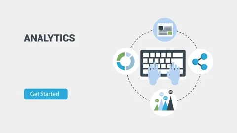 Analytics Dashboard Illustration with Hands on Keyboard and Graphs Stock-Footage 341922354