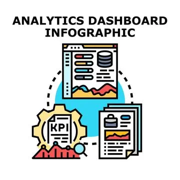 Analytics dashboard infographic for business data analysis Stock Illustration