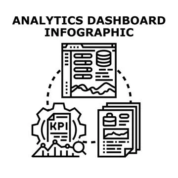 Analytics dashboard infographic for business data analysis Stock Illustration