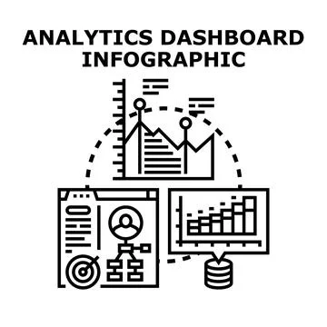 Analytics dashboard infographic visualizing business data and metrics Stock Illustration