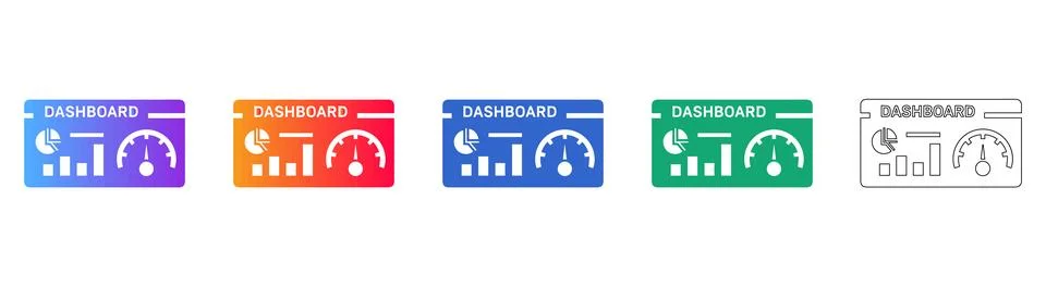 Analytics Dashboard Metric Icon Set Stock Illustration