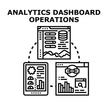 Analytics dashboard operations data management vector Illustrazione stock