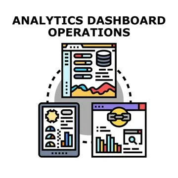Analytics dashboard operations data management vector Illustrazione stock