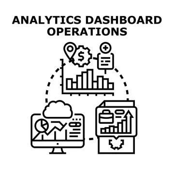 Analytics dashboard operations managing business performance data Stock Illustration