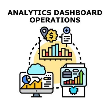 Analytics dashboard operations managing business performance data Stock Illustration