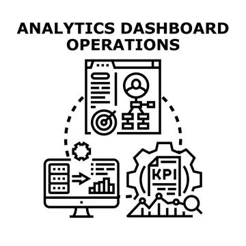 Analytics dashboard operations managing business data and strategy Stock Illustration
