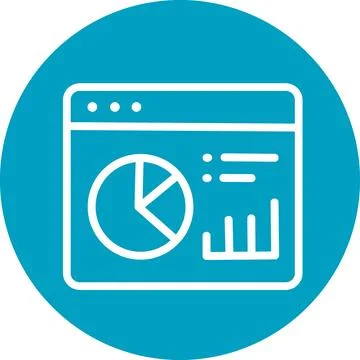 Analytics dashboard with pie chart interface icon Stock Illustration