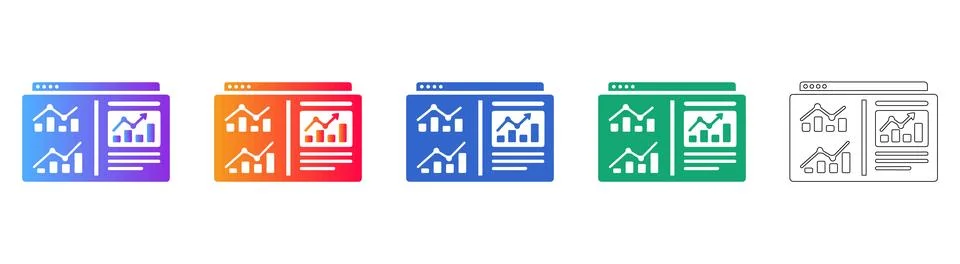 Analytics Dashboard Report Icons Stock Illustration