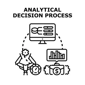 Analytics data informing business decision process Stock Illustration