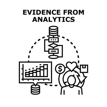Analytics data informing business decision making process 스톡 일러스트