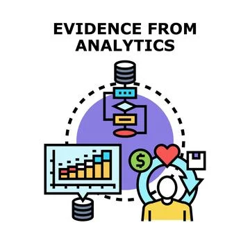 Analytics data informing business decision making process 스톡 일러스트