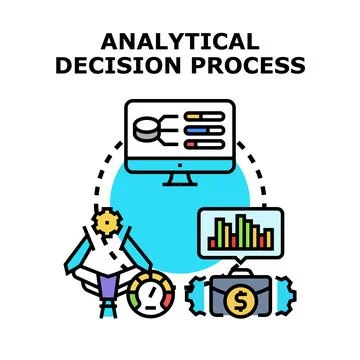 Analytics data informing business decision process Stock Illustration
