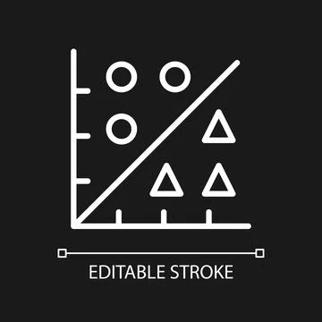 Analytics of data mining process white linear pixel perfect icon for dark theme Stock Illustration