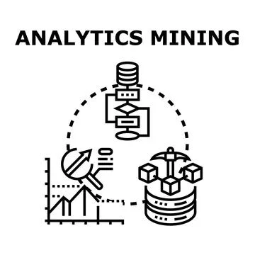 Analytics data mining research processing strategy icon Stock Illustration