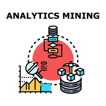 Analytics data mining research processing strategy icon Stock Illustration
