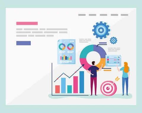 Analytics data with people Stock Illustration