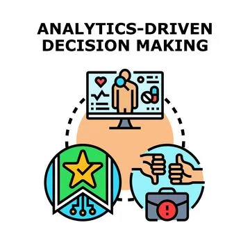 Analytics driven decision making process for business success Stock Illustration