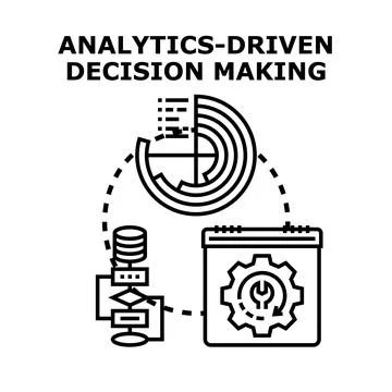Analytics driven decision making process with data analysis Stock Illustration