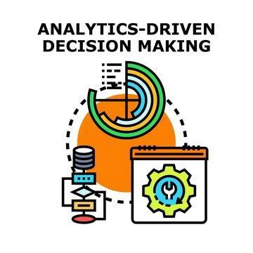 Analytics driven decision making process with data analysis Stock Illustration