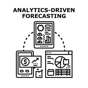 Analytics driven forecasting business finance planning concept Stock Illustration