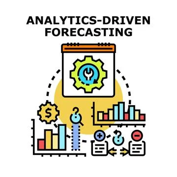 Analytics driven forecasting business planning process concept Stock Illustration