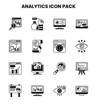 Analytics DuoTone Icons Pack Stock Illustration