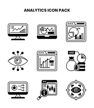 Analytics DuoTone Icons Pack Stock Illustration