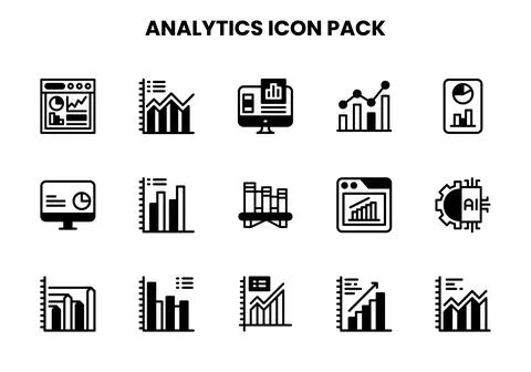 Analytics DuoTone Scalable Icons Pack Stock Illustration