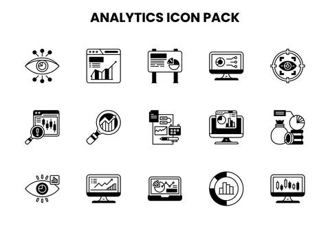 Analytics DuoTone Set Icons Pack Stock Illustration