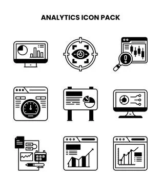 Analytics DuoTone Set Icons Pack Stock Illustration