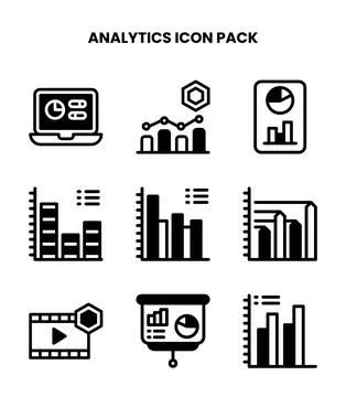 Analytics DuoTone SVG Icons Pack Stock Illustration