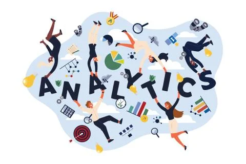 Analytics experts, economists, analysts making KPI presentations, representin Stock-Illustration