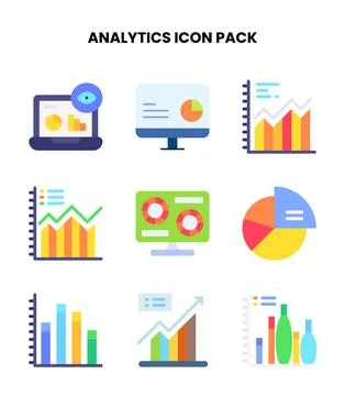 Analytics Flat Bundle Icons Pack Stock Illustration