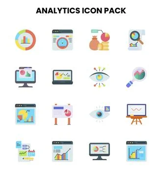 Analytics Flat Collection Icons Pack Stockillustratie