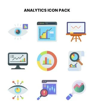 Analytics Flat Graphics Icons Pack Stock Illustration