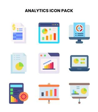 Analytics Flat Graphics Icons Pack Stock Illustration