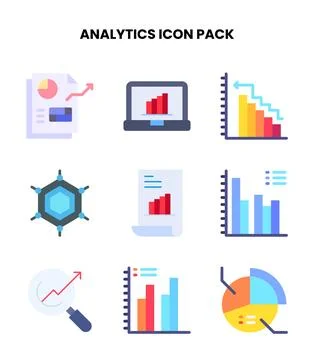 Analytics Flat Icons Pack Stock Illustration