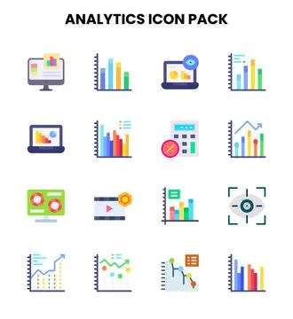 Analytics Flat Set Icons Pack Stock Illustration