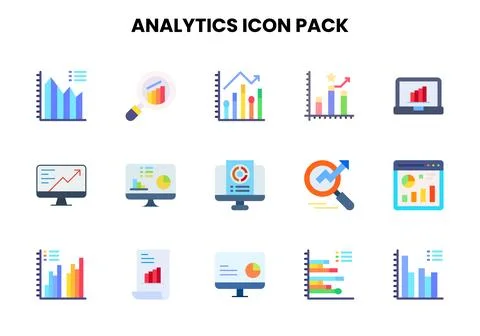Analytics Flat Vector Icons Pack Stockillustratie