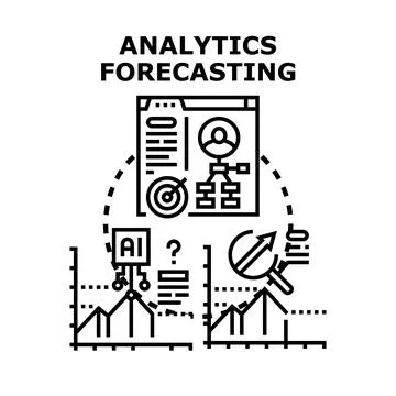 Analytics forecasting data management and business strategy Stock Illustration