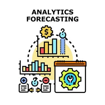 Analytics forecasting data planning and future prediction Stock Illustration