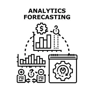 Analytics forecasting data planning and future prediction Stock Illustration