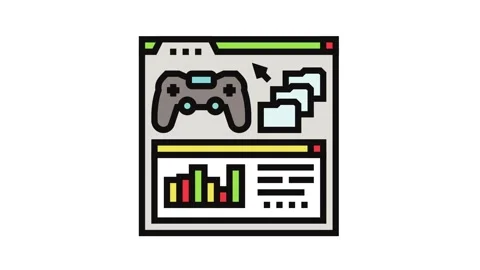Analytics game development color icon animation Stock Footage 326105477