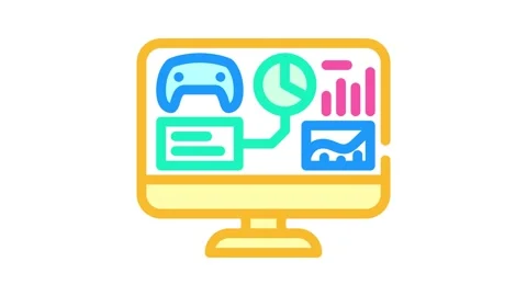 Analytics game development color icon animation Stock Footage 327266960